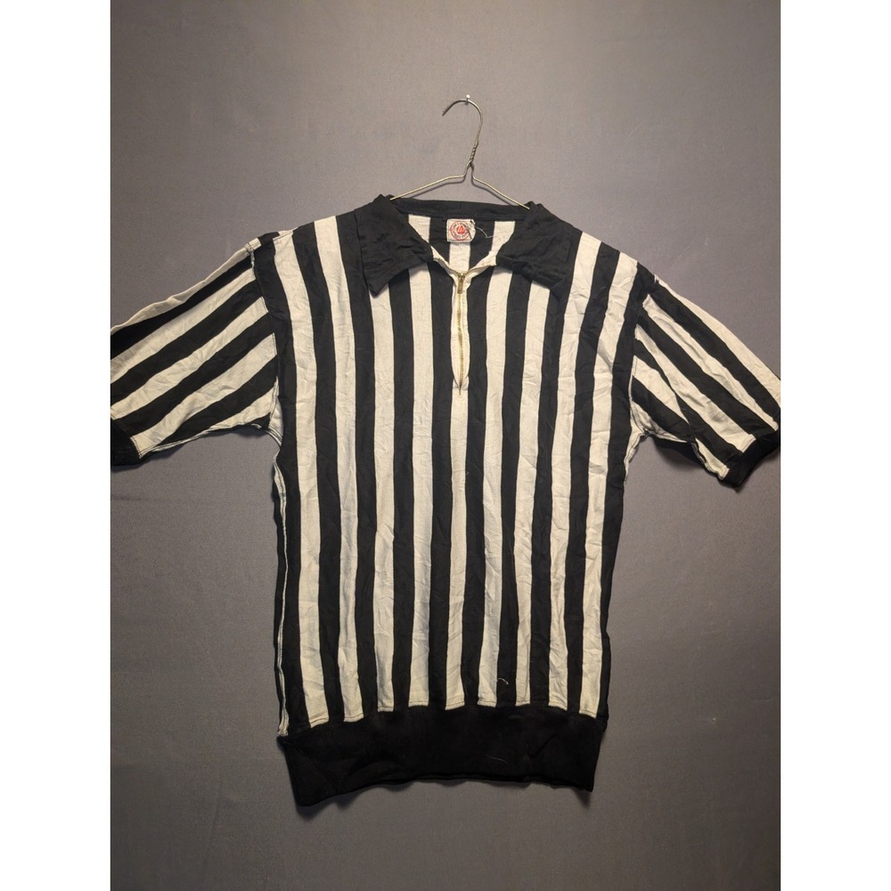 Vintage Lowe & Campbell Athletic Goods Jersey Shirt Mens L Black White Striped